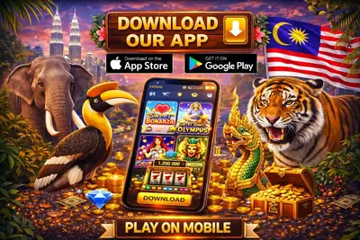 Download our app banner featuring Malaysian wildlife like tiger and hornbill